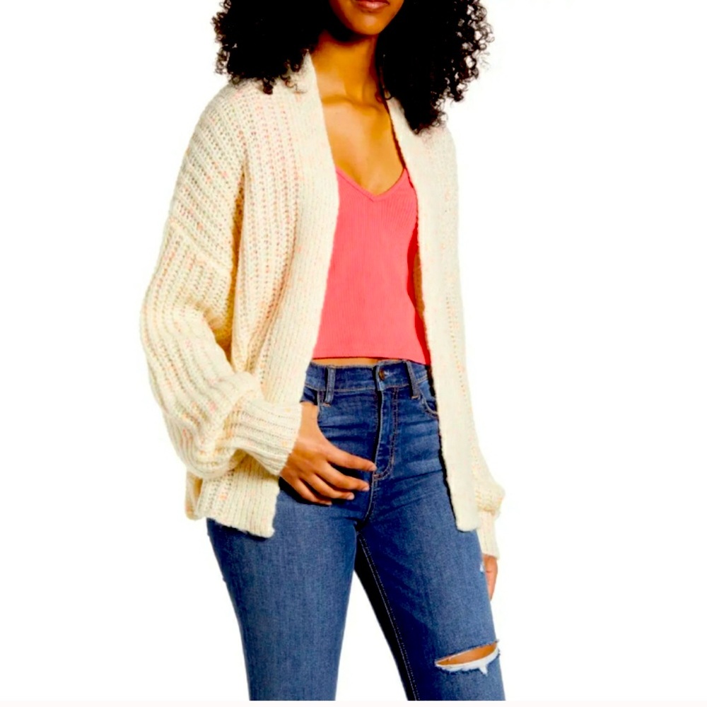Love By Design Neon Fleck Open Sweater Cardigan